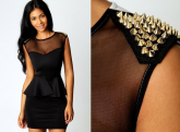 Vestido peplum com taxas no ombro